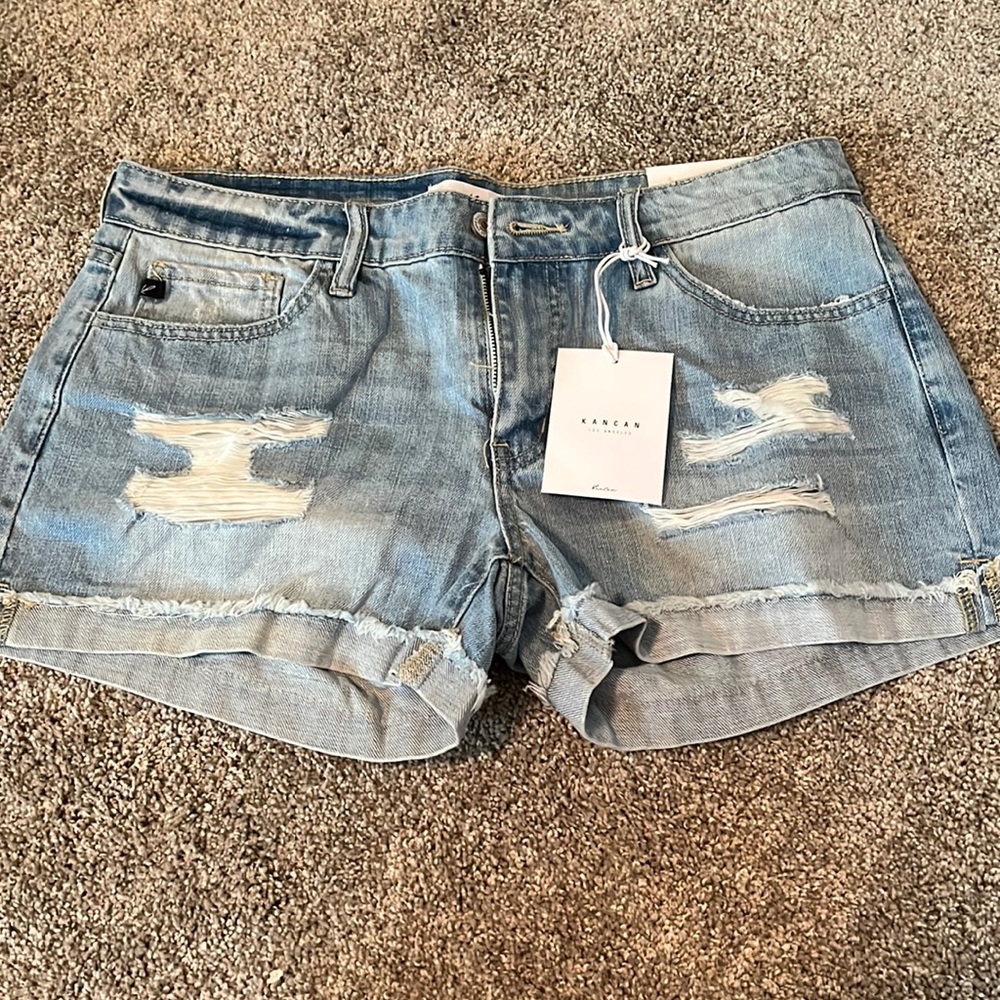 KanCan Mid Rise Denim Shorts Size L